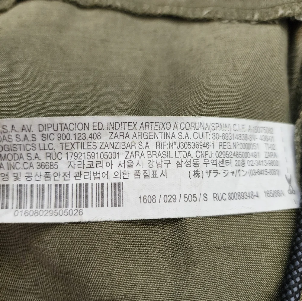 Zara High Waist Belted Cargo Trousers in Olive Green Size S New With Tags